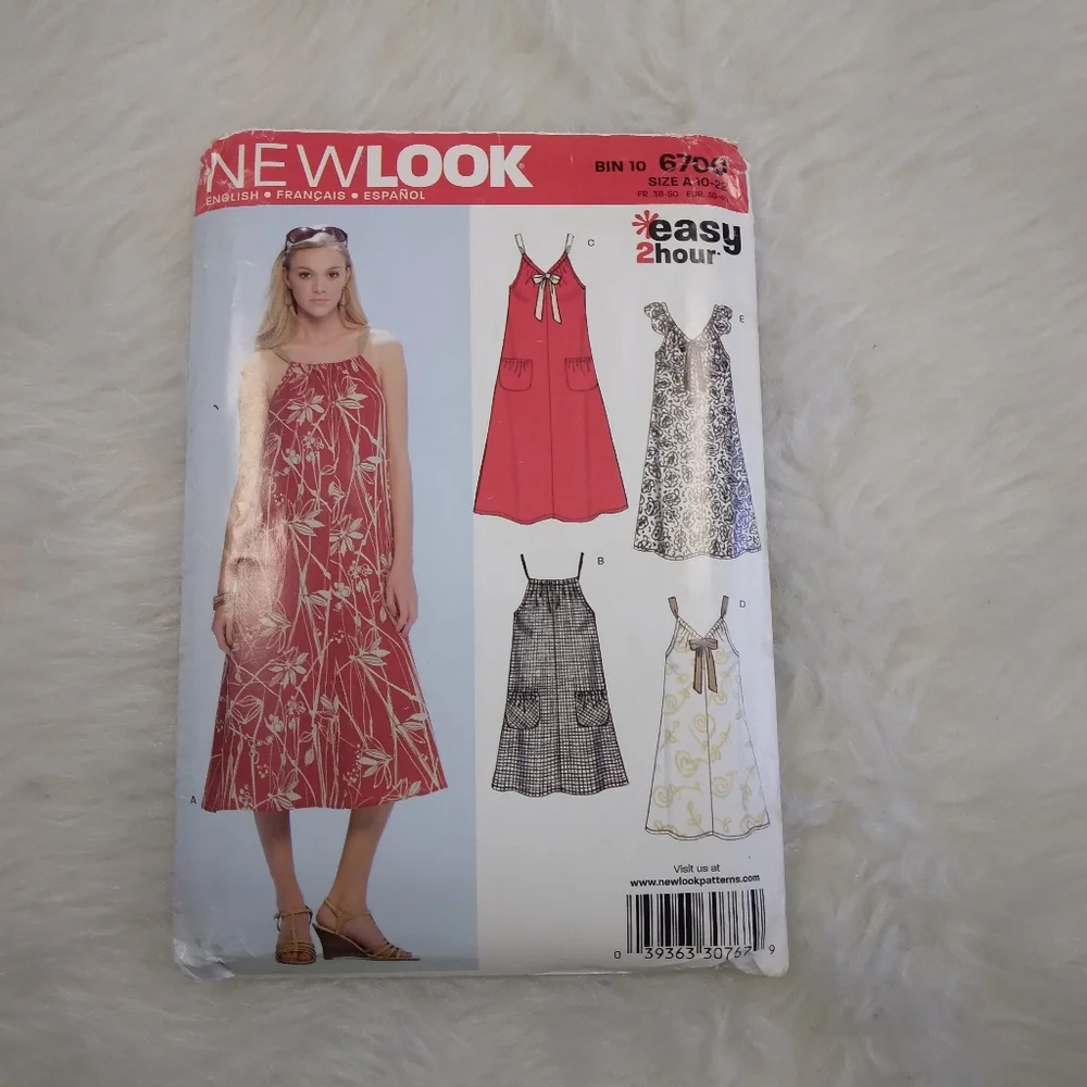NEW LOOK 6700 SZ 10-22 Easy 2 Hour Dress In 4 Variations And 2 Lengths